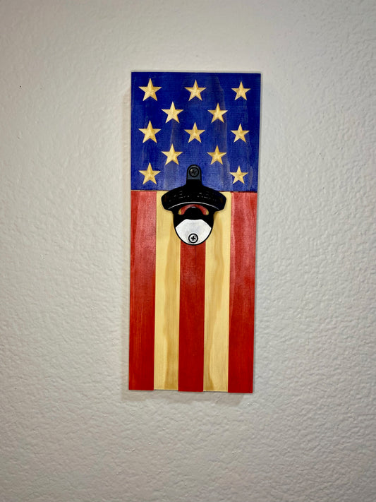 Wall Mounted Bottle Opener Flag